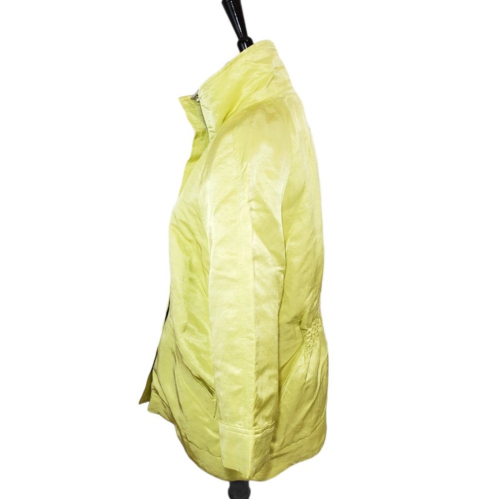 ♦️5/$20 Charter Club Pale Yellow Linen Blend Zip-Up Jacket - Picture 4 of 7